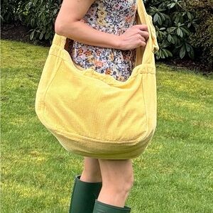 Oversized Free People Yellow Corduroy Shoulder Bag